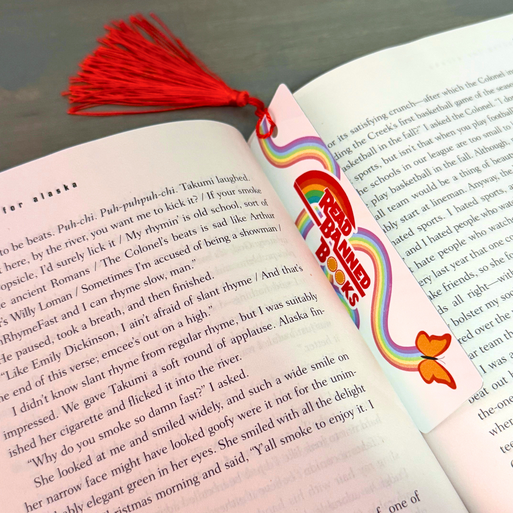 Read Banned Books Metal Bookmark with Tassel